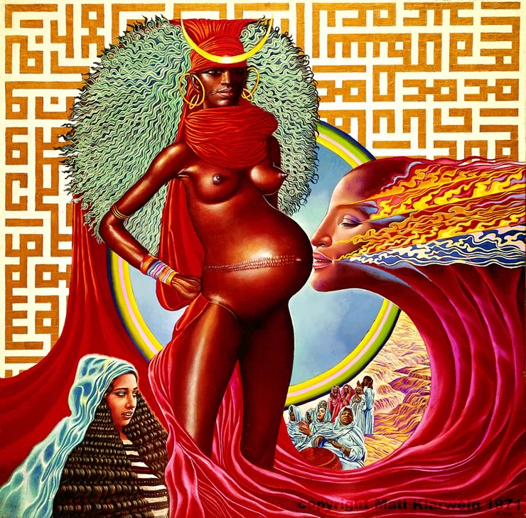 Live by Mati Klarwein (1971); record album cover art - cover of Live Evil by Miles Davis