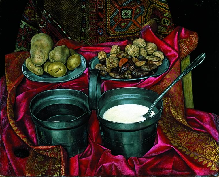 Still Life with Milk and Water - painting by Mati Klarwein - 1956