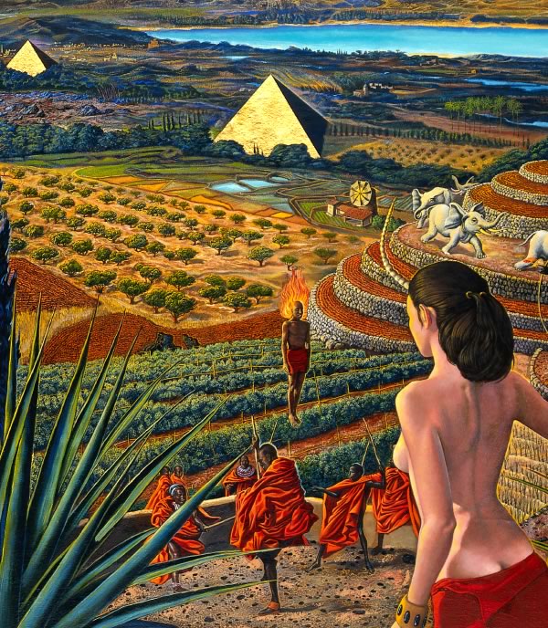 surreal landscapes by Mati Klarwein - Visit (detail)